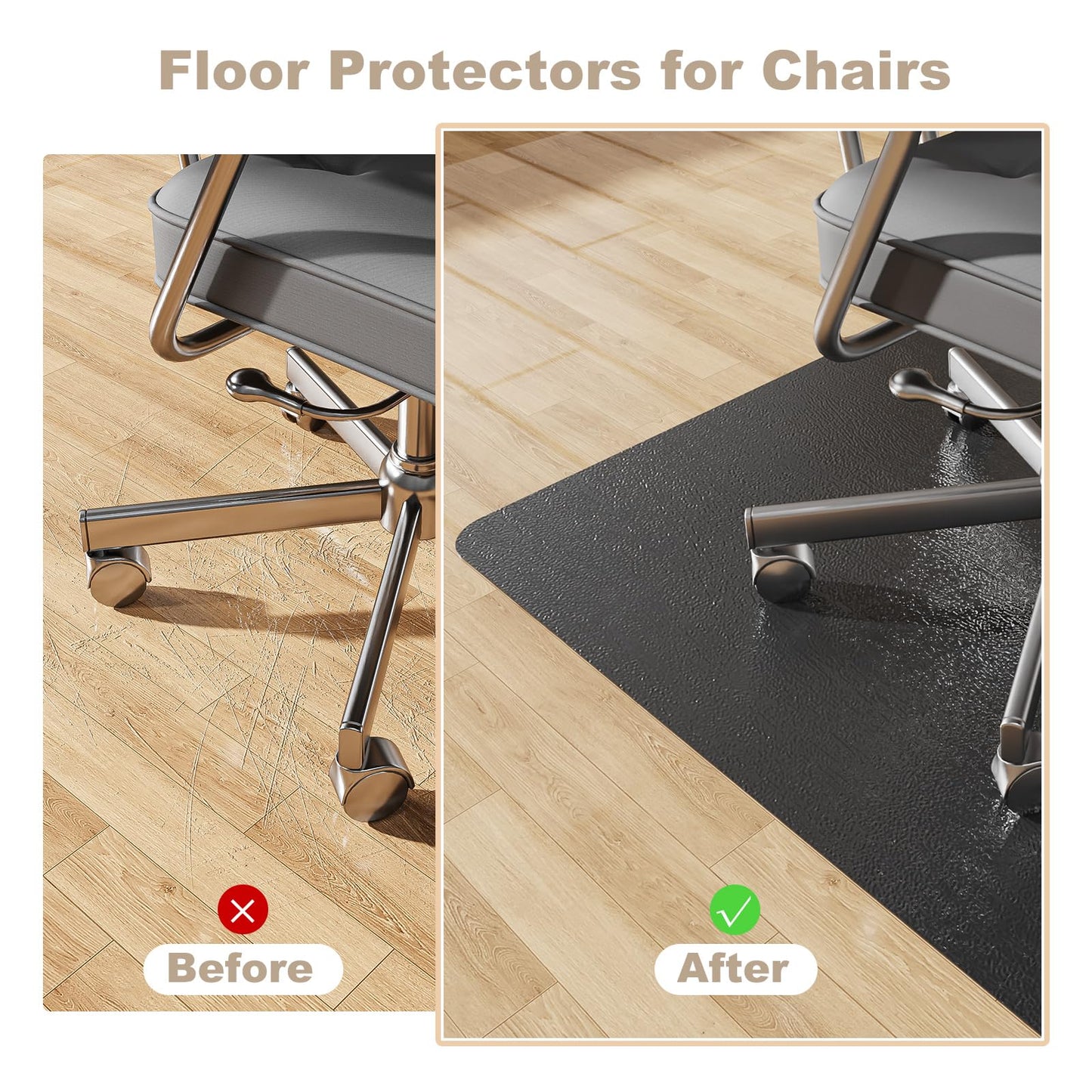 [Thickened to 2.0mm]40"x 50" Office Chair Mat for Hardwood, Vinyl Computer Floor Mat, Anti-Slip Desk Mats for Hardwood, Easy to Clean Office Chair Floor Protector, Durable Rolling Chair Mat