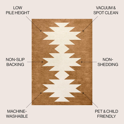 JONATHAN Y Machine Washable Indoor Area Rug 4X6 Terracotta/Cream, Chayton Minimalist Geometric for Living Room, Bedroom, Kitchen, Office, Easy-Cleaning, Pet-Friendly, Non-Shedding WSH110A-4