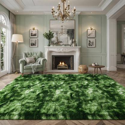 Larhom Nuttumico Fluffy Modern Area Rugs for Living Room Bedroom, 4x6 Feet Plush High Pile Dark Green Rug for Kids Girls Room Nursery Home Decor, Upgrade Non-Slip Girls Bedroom Soft Indoor Rug