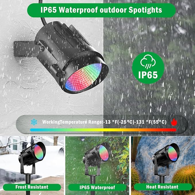 Christmas Halloween Spotlight Outdoor RGB Spot Lights, 12W Color Changing Landscape Lights for Yard Patio Garden Pathway Decor 120V Waterproof Landscape Spotlights with Remote(4 Pack)