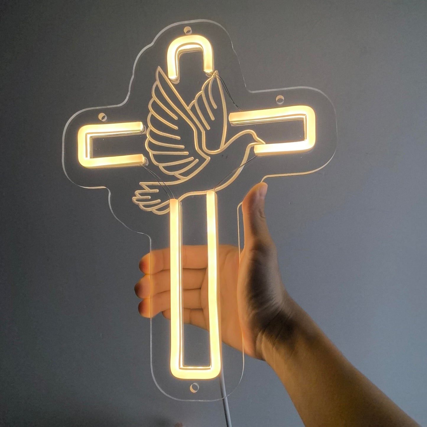 Dove of Peace Cross Neon Signs Jesus Neon Signs LED Wall Decor for Bedroom Living Room Weddings, LED Light Sign for Home Decor, Religious Events, Christmas Easter Celebrations Gifts