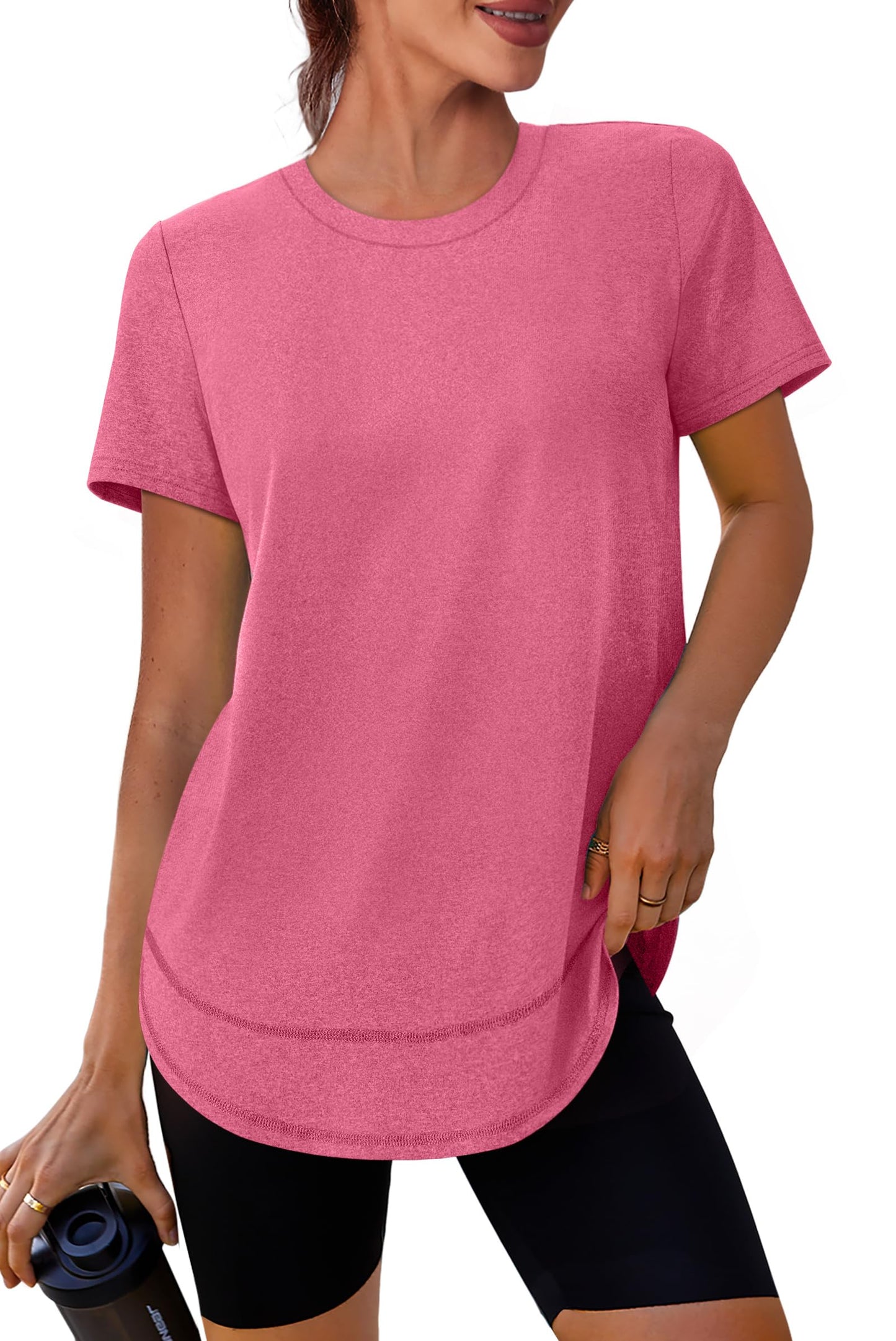Summer Tops for Women 2026 Short Sleeve Workout Clothes Athletic Shirts Pilates Outfits Camisetas Deportivas para Mujer Red L
