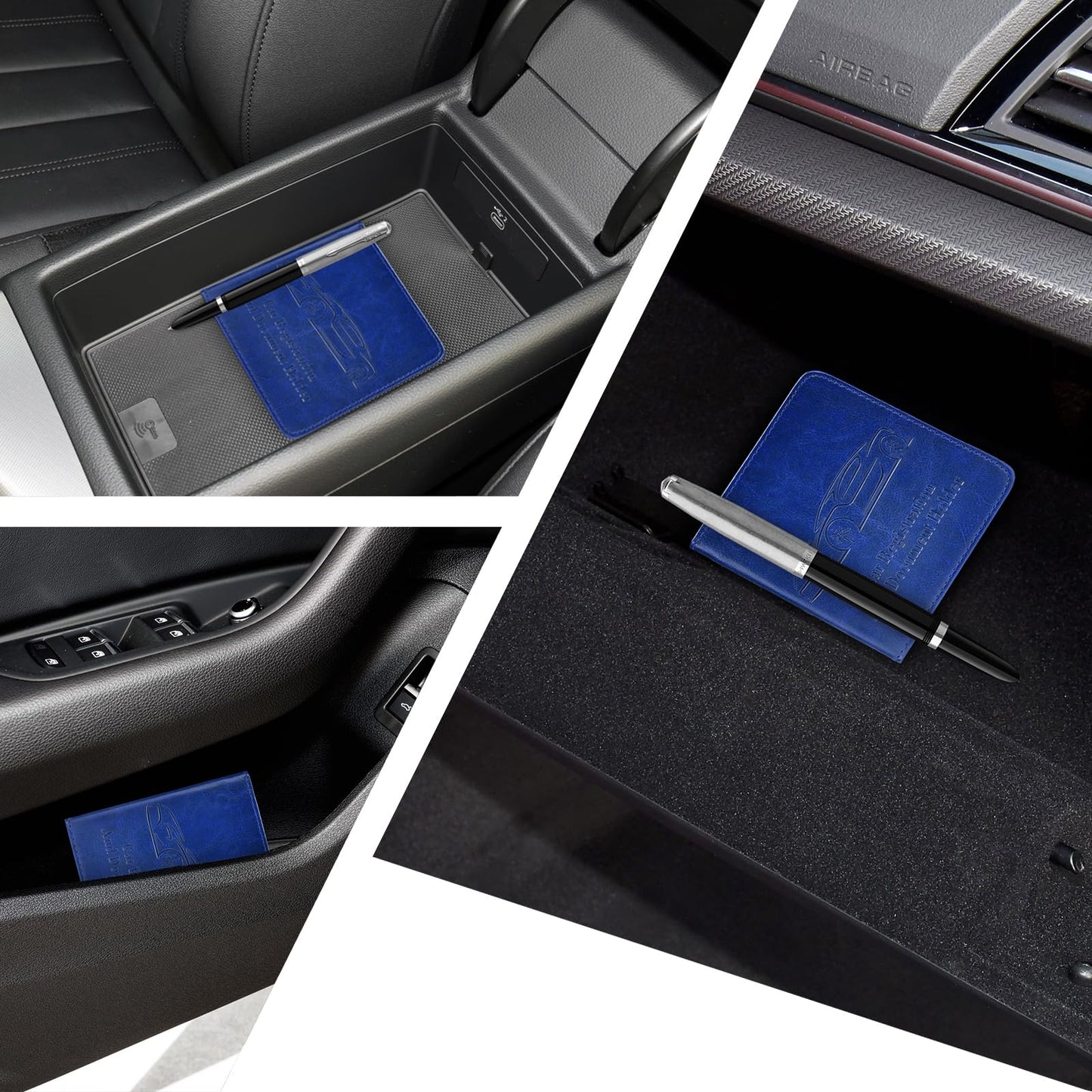 Peisicne 2-Pack Car Registration and Insurance Holder, Car Organization Vehicle Document Organizer with Magnetic Closure for Cards, License in Glove Box, Dark Blue