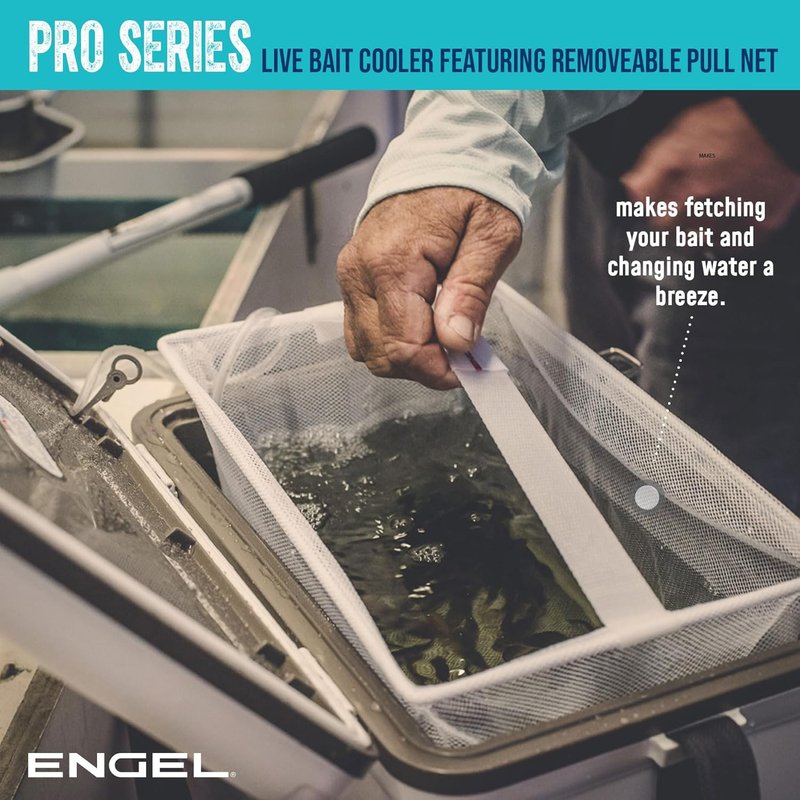 ENGEL Live Bait Cooler - Portable Fishing Minnow Bucket with Rechargeable Aerator | 13 Quart Capacity