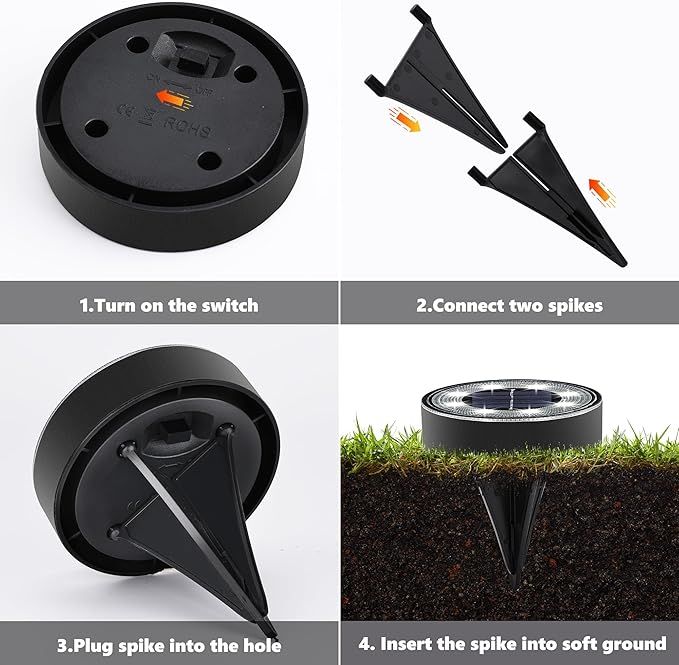 Joomer Solar Ground Lights, 12 Pack 8 LED Solar Lights Outdoor Waterproof IP68 Disc Light Landscape Lighting Garden Light for Patio Pathway Lawn Yard Driveway Walkway(White)