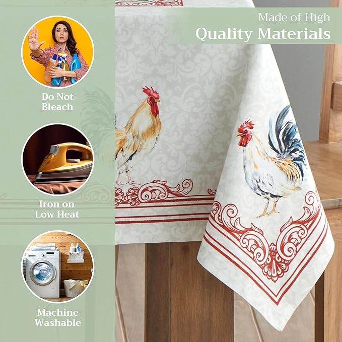 Maison d' Hermine Table Cloth Rectangle Table 100% Cotton 70 x 120 Inches Tablecloth Reusable Decorative Everyday Use for Dining Room, Farmhouse, Home Party, Festive & Wedding Spring Summer - Campagne