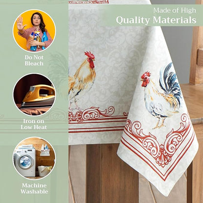 Maison d' Hermine Table Cloth Rectangle Table 100% Cotton 60 x 90 Inches Tablecloth Reusable Decorative Everyday Use for Dining Room, Farmhouse, Home, Party, Festive & Wedding Spring Summer - Campagne