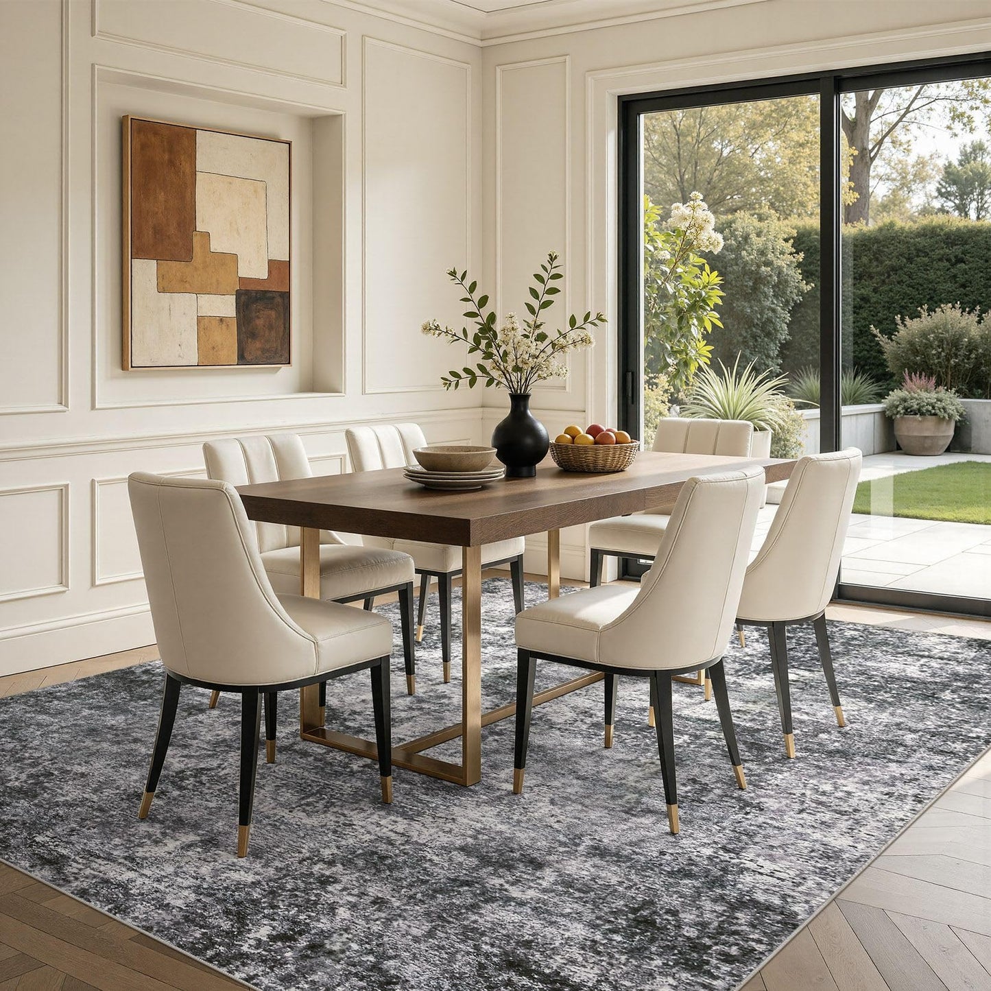 DMOYEST Area Rug Living Room Rugs - 9x12 Large Soft Indoor Neutral Modern Abstract Low Pile Washable Rug Carpet for Bedroom Dining Room Farmhouse Home Office - Grey