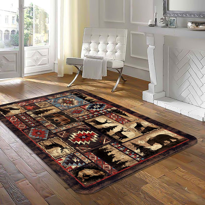 3x5 Entryway Rug Brown Summer Decor Carpet Rustic Cabin Wildlife Living Room Rugs Washable Bedroom Area Rug Mat Non Slip Farmhouse Rug Floor Mat Mardi Gras Area Rugs for Indoor Outdoor