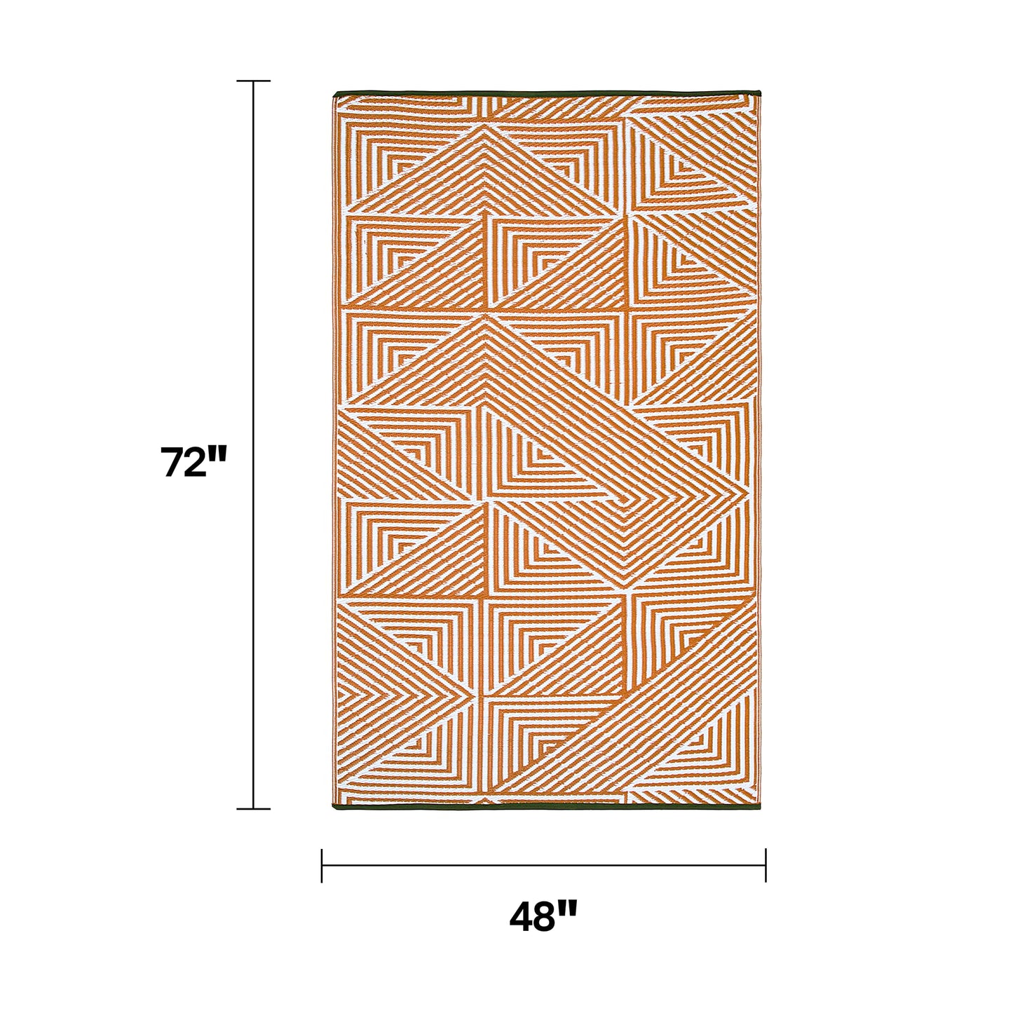 Fab Habitat Outdoor Rug - Waterproof, Fade Resistant, Crease-Free - Premium Recycled Plastic - Modern Geometric - Patio, Deck, Porch, Balcony, Laundry Room - Tokyo - Burnt Orange - 4 x 6 ft