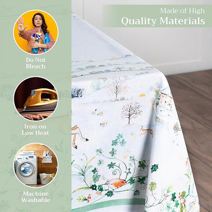 Maison d' Hermine Table Cloth Rectangle Table 100% Cotton 70 x 120 Inches Fall Tablecloth Reusable Everyday Use for Thanksgiving Christmas Decorations Dining Farmhouse Party (Snowy World)