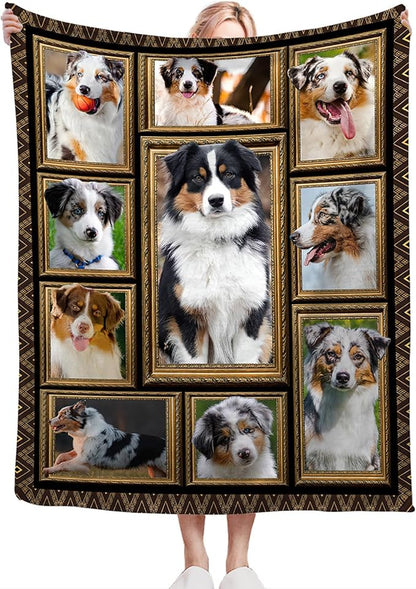 Australian Shepherd Blanket, Dog Throw Blankets, Animal Fuzzy Plush Blanket Ultra Soft for Dog Lover Gift Kids Teens Women Men Girls Boys Stuff Decor for Home Bedding Sofas Couch Camping 50"X40"