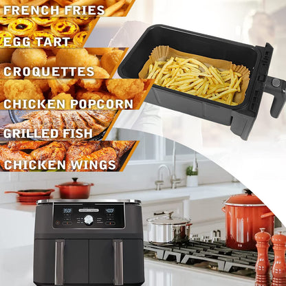 Air Fryer Liners Disposable 9 Inch, 9 inch Air Fryer Liners 125 Pcs Large Square Air Fryer Paper Liners for 5QT 6qt 8QT Air Fryer, Non-stick Parchment Paper for Frying, Baking