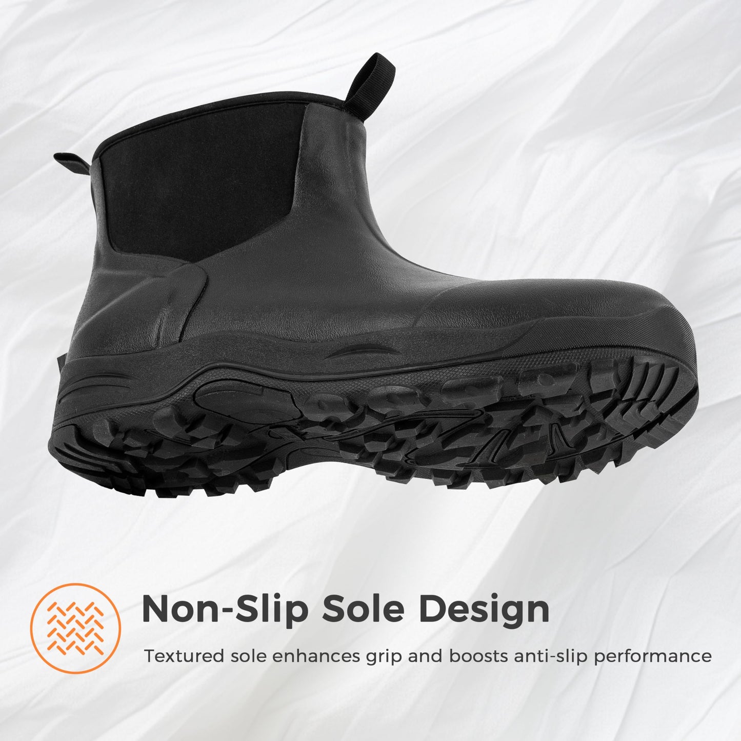 Ubon Insulated Rubber Boots for Men Waterproof Short Rain Boots Black 10