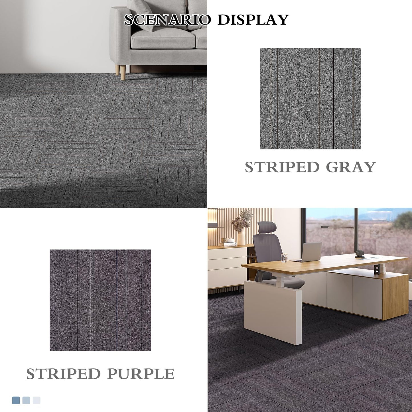 16-Pack 20"x20" Carpet Tiles, Non-Adhesive Soft Padded Floor Squares with Seamless Look for Home, Office, Indoor & Outdoor Use (43 Sq Ft) (J1)