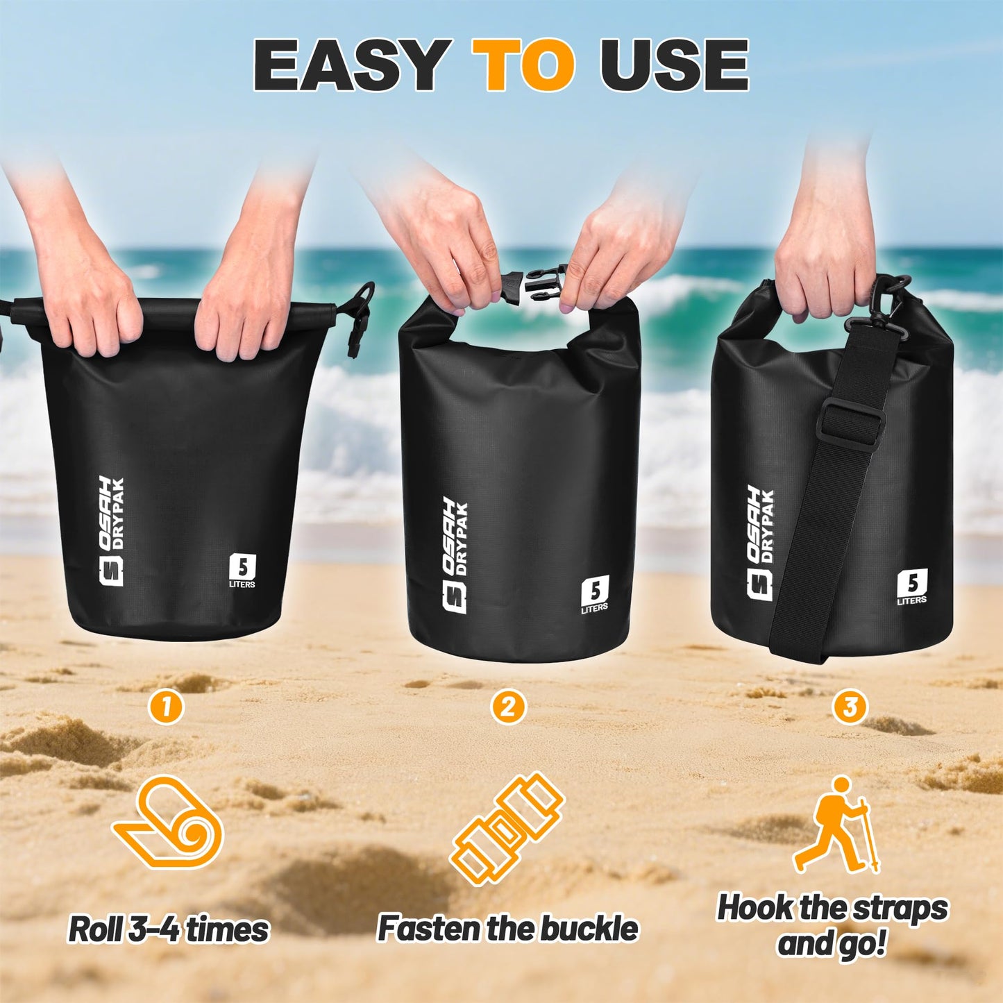 Waterproof Dry Bag, 5L/10L/20L/30L/40L Roll Top Lightweight Storage Backpack with Phone Case for Women & Men, Floating Waterproof Sack for Travel, Swimming, Kayaking, Paddle Board, Camping & Beach