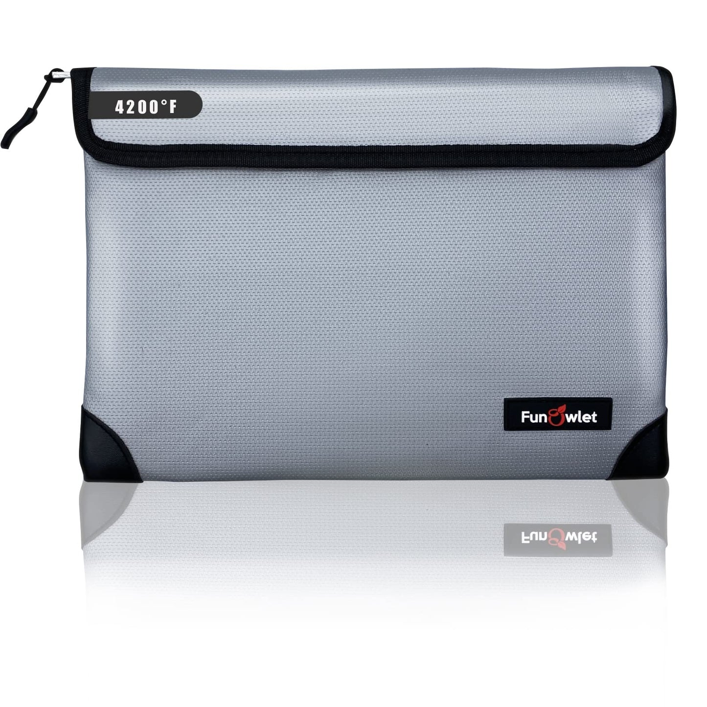 Fireproof Waterproof Money Document Bag - with 4200°F Heat Insulated, Safe Fireproof Storage Pouch with Zipper, Upgraded 8 Layers of Functional Materials for Documents,Valuables (11"x7.7", Gray)