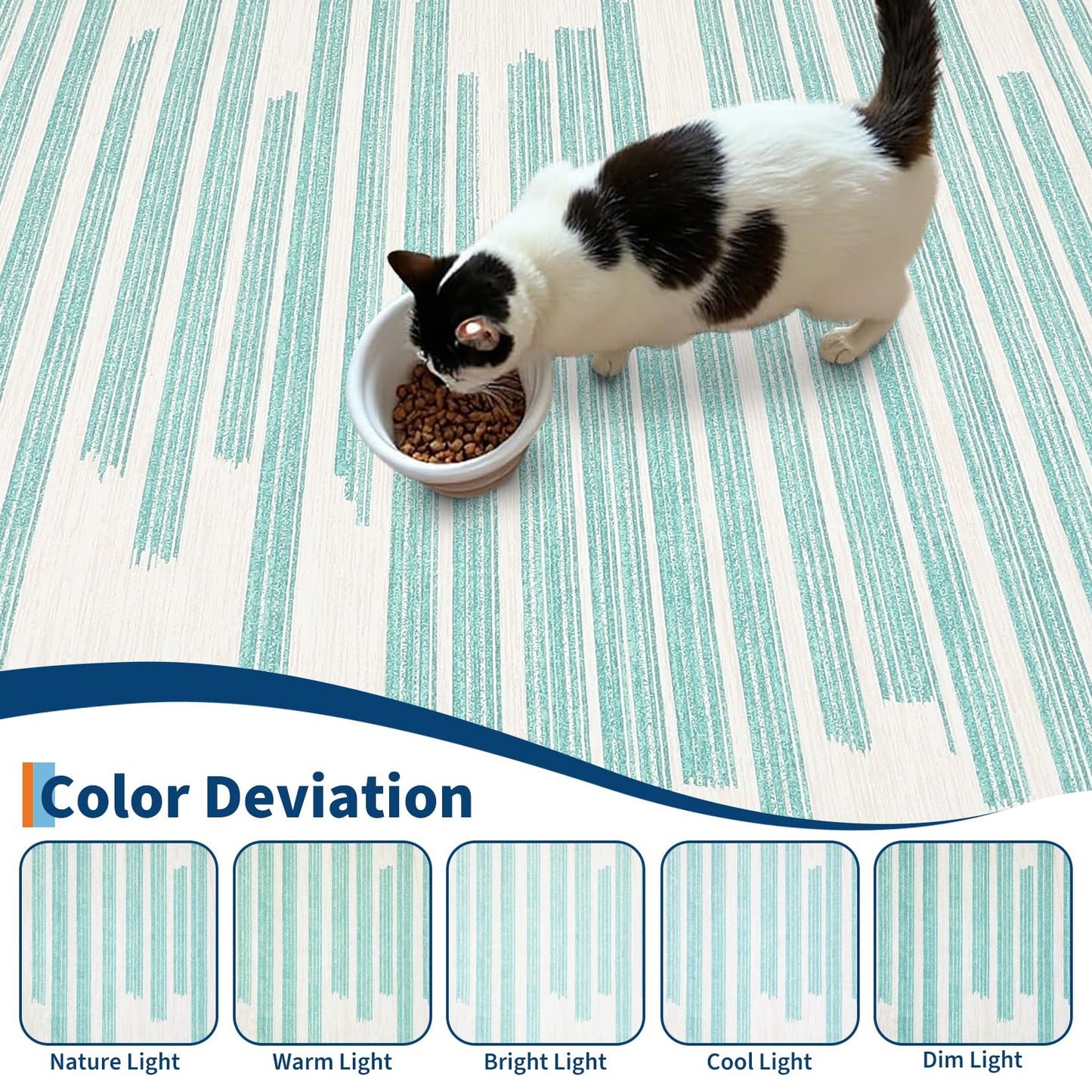 GarveeHome 5x7 Green Rug Washable Striped Carpet for Living Room Bedroom Modern Non Slip Low Pile Small Aea Rugs with Green Lines Geometric Stain Resistant Simple Office Rugs, Turquoise