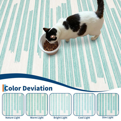 GarveeHome 5x7 Green Rug Washable Striped Carpet for Living Room Bedroom Modern Non Slip Low Pile Small Aea Rugs with Green Lines Geometric Stain Resistant Simple Office Rugs, Turquoise