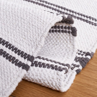 SAFAVIEH Montauk Collection Accent Rug - 3' x 5', Dark Grey & Ivory, Flat Weave Boho Stripe Cotton Design, Easy Care, Ideal for High Traffic Areas in Entryway, Living Room, Bedroom (MTK708H)