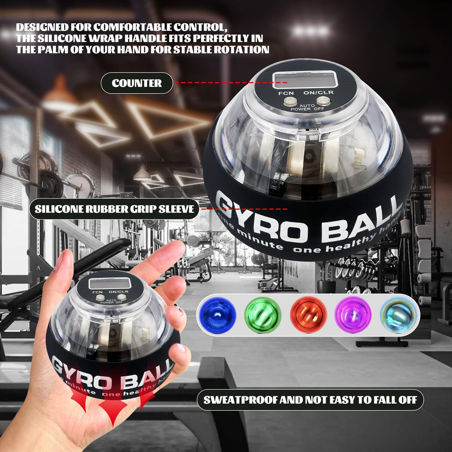 HuijXanqor Torque Ball Hand Exerciser,Wrist Trainer Ball Gyro Ball Hand Wrist Exerciser with Counter,Premium Wrist Strengthener for Fitness,Stress Relief & Dexterity Training,Portable,Gift-Ready for Adults