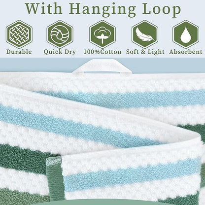 Green and White Towels