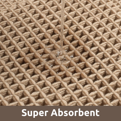 AMOAMI Waffle Bath-Mat, 24"x36" Super Absorbent Bath Mats for Bathroom Non Slip, Machine Washable Bathroom Rugs with Tassels Ultra Soft Boho Bath Rugs for Floor Beige
