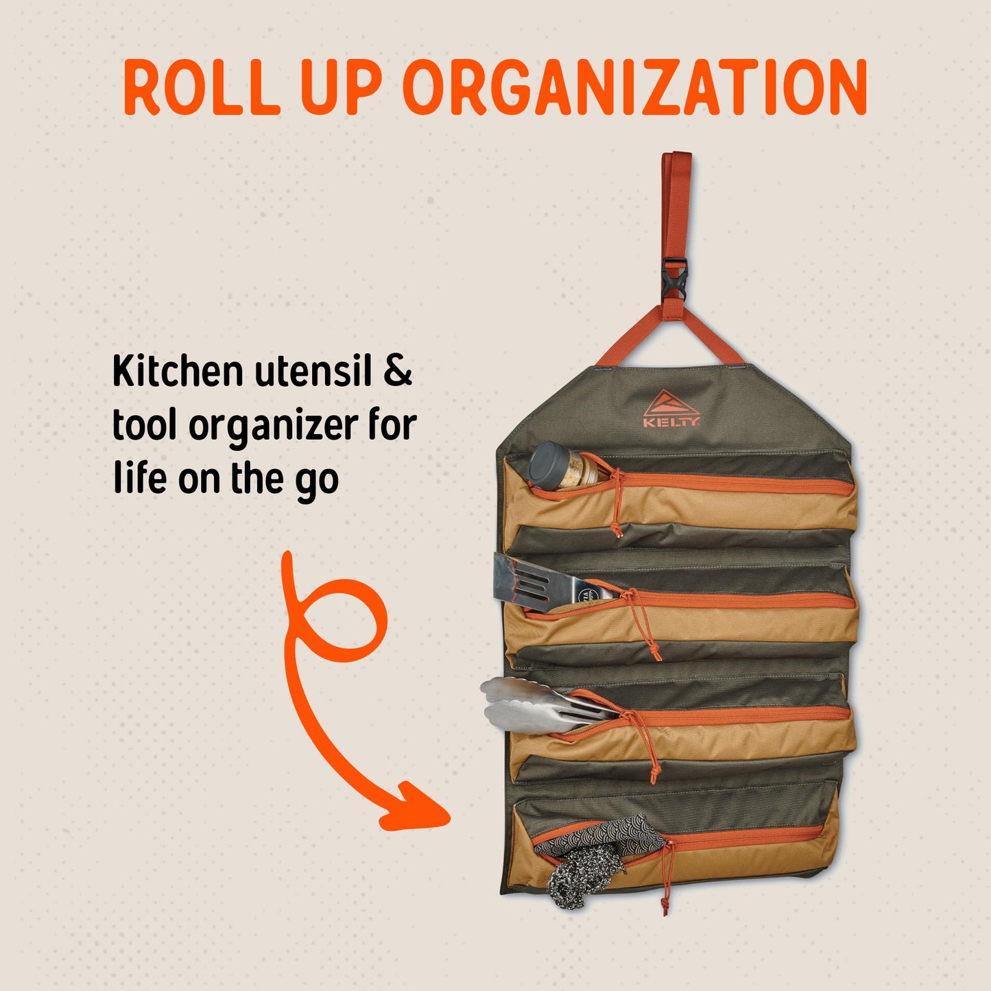 Kelty Chef Roll – Kitchen Basics Organization Kit for Cooking Tools, Knives, Deep Zippered Pockets, Rollup Storage