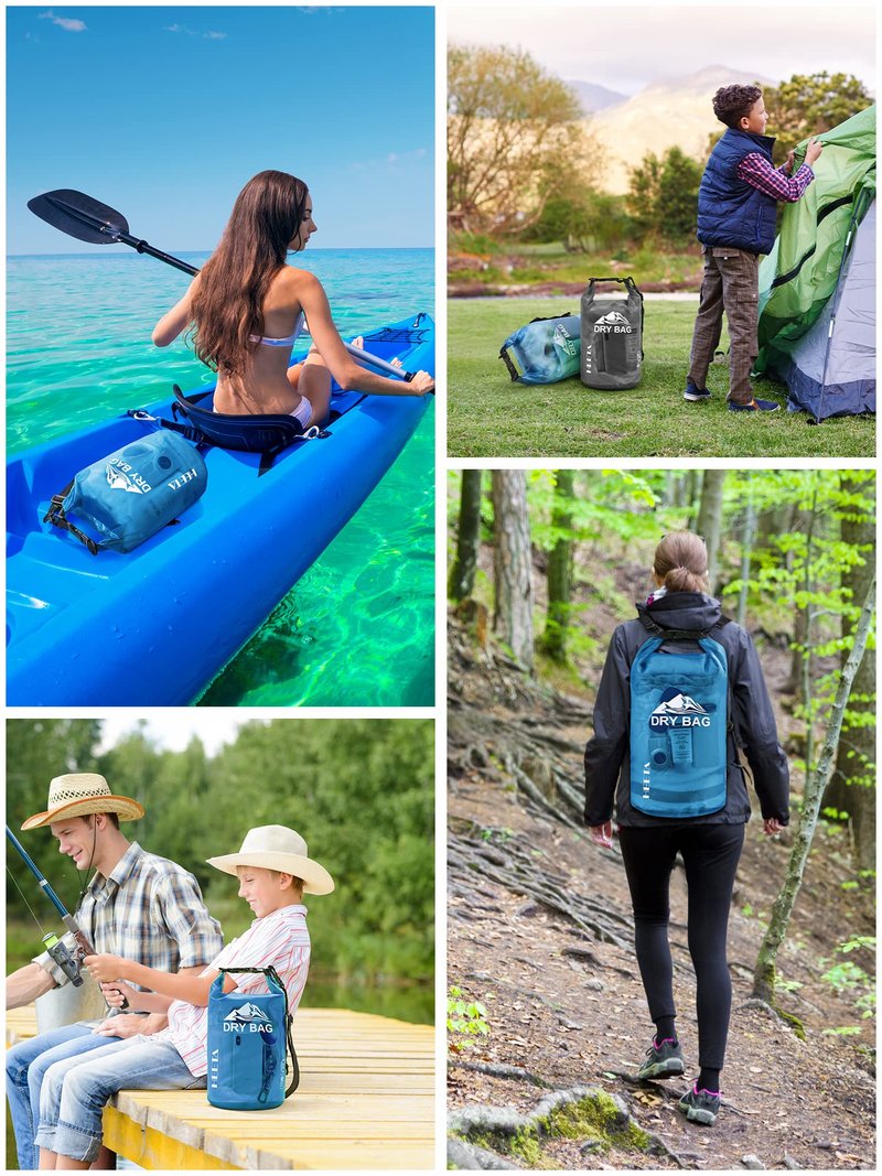 HEETA Dry Bag Waterproof for Women Men, Roll Top Lightweight Dry Storage Bag Backpack with Phone Case for Travel Swimming Boating Kayaking Paddle Board Camping Beach Accessories (Blue, 30L)