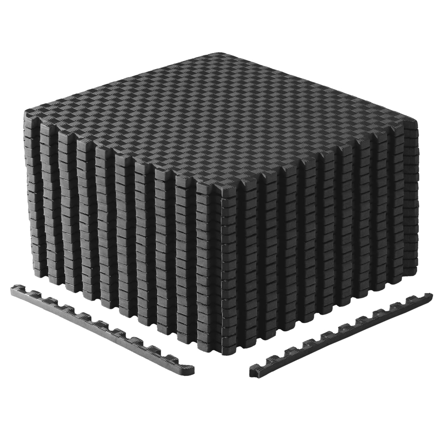 CAP Barbell 3/4-Inch Interlocking EVA Foam Exercise Puzzle Mat Home Gym Flooring - 3 Pack | 24" x 24" x 3/4" | Tatami Pattern - Black