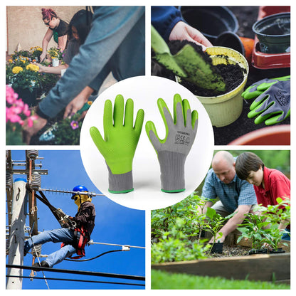 WORKPRO 6 Pairs Garden Gloves, Work Glove with Eco Latex Palm Coated, Gardening Gloves, Working Gloves for Weeding, Digging, Raking, and Pruning (Large)