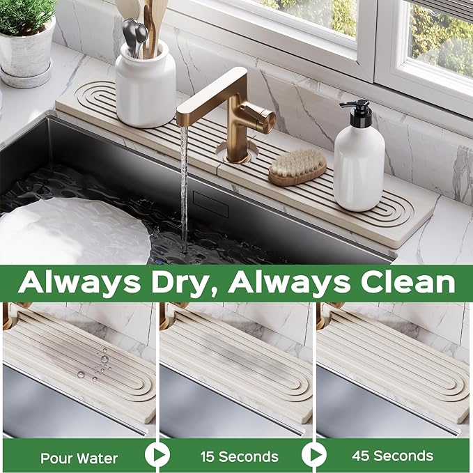 23.6 Inch Stone Faucet Mat for Kitchen Sink Splash Guard