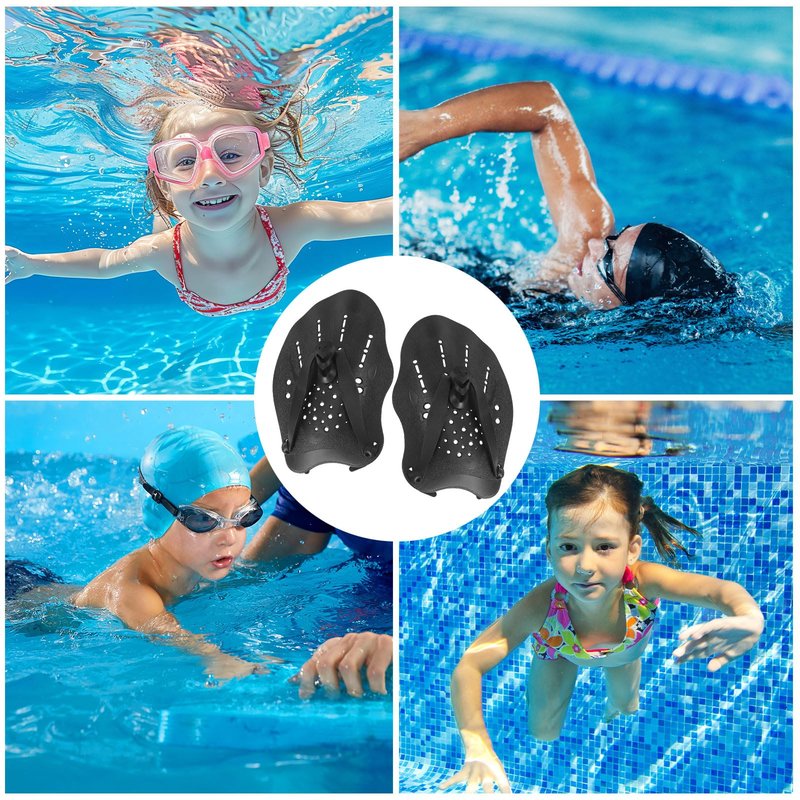 2pcs Swim Paddles Hand, Hand Paddles for Lap Swimming Training Equipment with Adjustable Straps Swim Gear for Women Men Children Improves Speed and Form