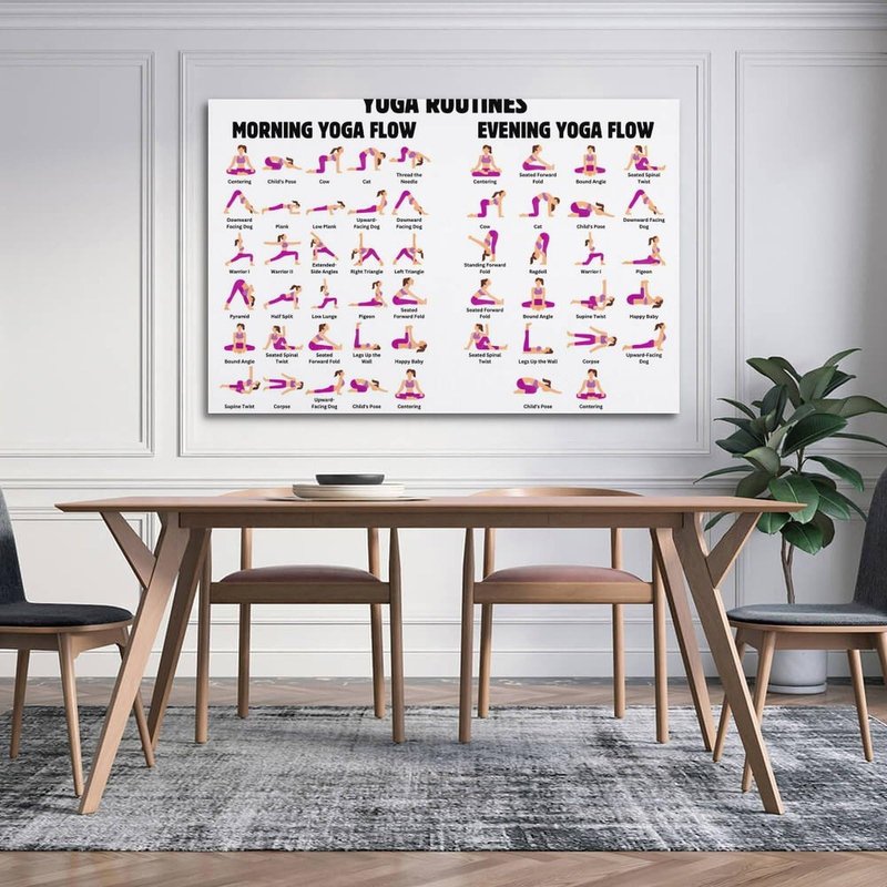 Ouyniei Yoga Poses Poster Yoga Beginner Workout Chart Home Fitness Decor Poster Wall Art Canvas Aesthetic 12x18inch(30x45cm) Unframe-style