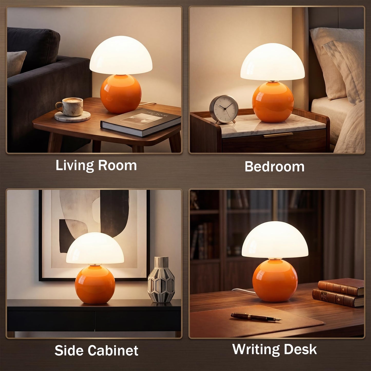 Dawnwake Mushroom Lamp Table Lamp for Bedroom,Desk Bedside Small Lamps for Living Room Night Stands,Mushroom Decor Cute Mini Modern Mid Century Lamps,Unique Aesthetic Home Living Room Decor(Orange)