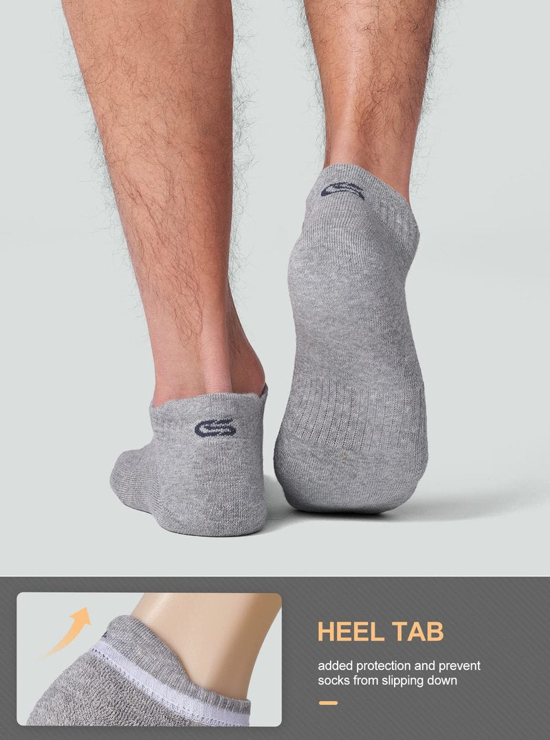 CS CELERSPORT Ankle Athletic Running Socks Low Cut Sports Tab Socks for Men and Women (6 Pairs), Medium, Grey