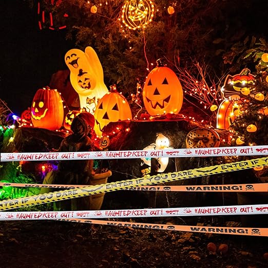 3 Pcs Halloween Fright Tape Bundle - Warning - Enter If You Dare - Haunted Keep Out, 3inx90ft Halloween Decoration Clearance,Caution Tape for Haunted Houses, Danger, Beware and Attention