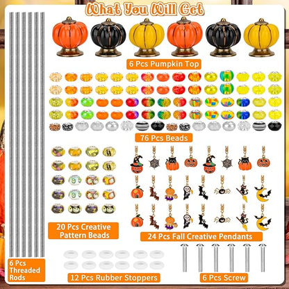 Hysagtek Halloween Fall Decorative Garden Stakes, Set of 6 Fall Metal Yard Stakes with Pumpkins, Happy Halloween Autumn Fall Outdoor Decorations