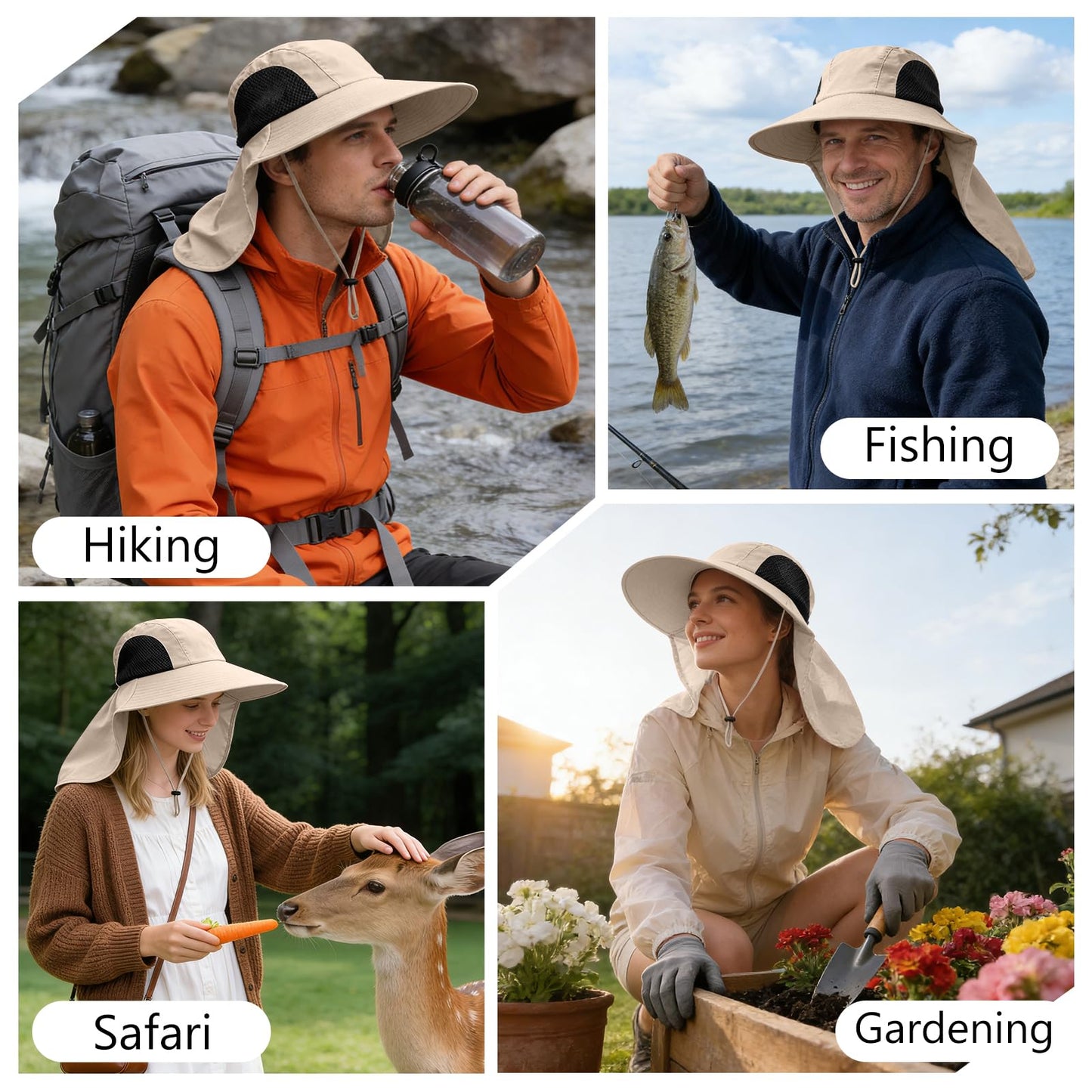 Sun Hat for Men Women with Neck Flap,UPF 50+ UV Protective Hiking Fishing Hats,Wide Brim Sun Hat for Women&Men …