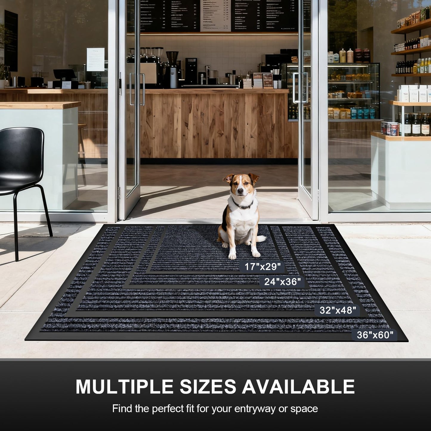 Commercial Floor Mat Non-Slip Waterproof, 60"x36" Front Door Mat for High Traffic Areas, Easy Clean Low Profile Durable Rug, for Entryway, Indoor/Outdoor, Office, Industrial, Garage, Grey