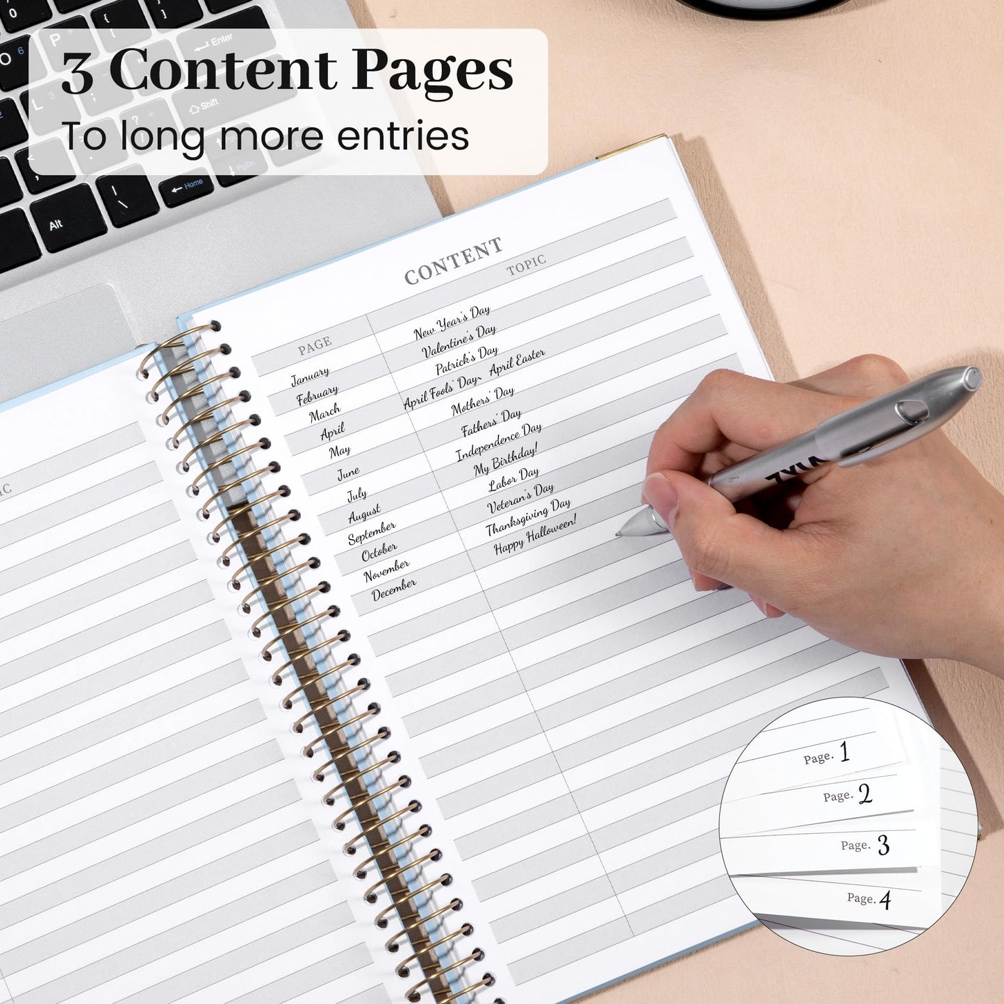 Yoment B5 Spiral Notebook with Folder Pockets - 200 Pages Hardcover College Ruled Journal, Thick 100gsm Paper for Note Taking, Work & Office, Lined Notebook for Women & Men, Blue