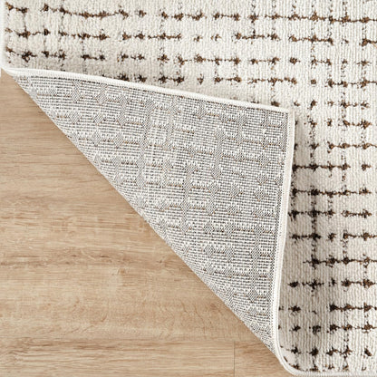 Abani Cream/Brown Area Rug – 5' x 8' – Oliver Collection – Crosshatch Pattern – Non-Shedding, Easy to Clean – Durable for Living Room, Bedroom, or Office, Pet & Child Friendly