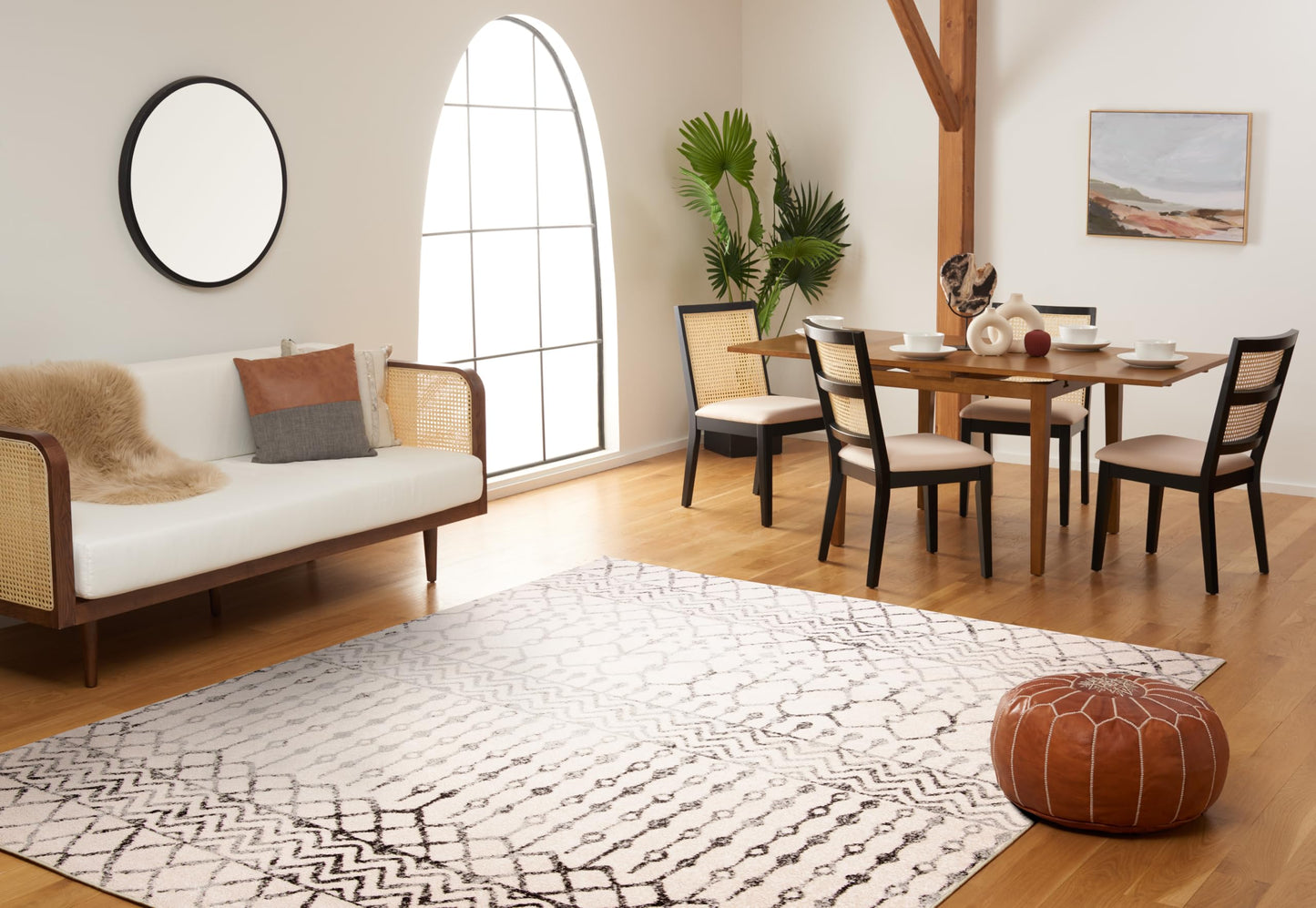 SAFAVIEH Area Rug 10x13 - Tulum Collection - Large - Ivory & Grey, Moroccan Boho Distressed Design, Non-Shedding & Easy to Clean, Ideal for Living Room, Bedroom, Dining Space (TUL270A)