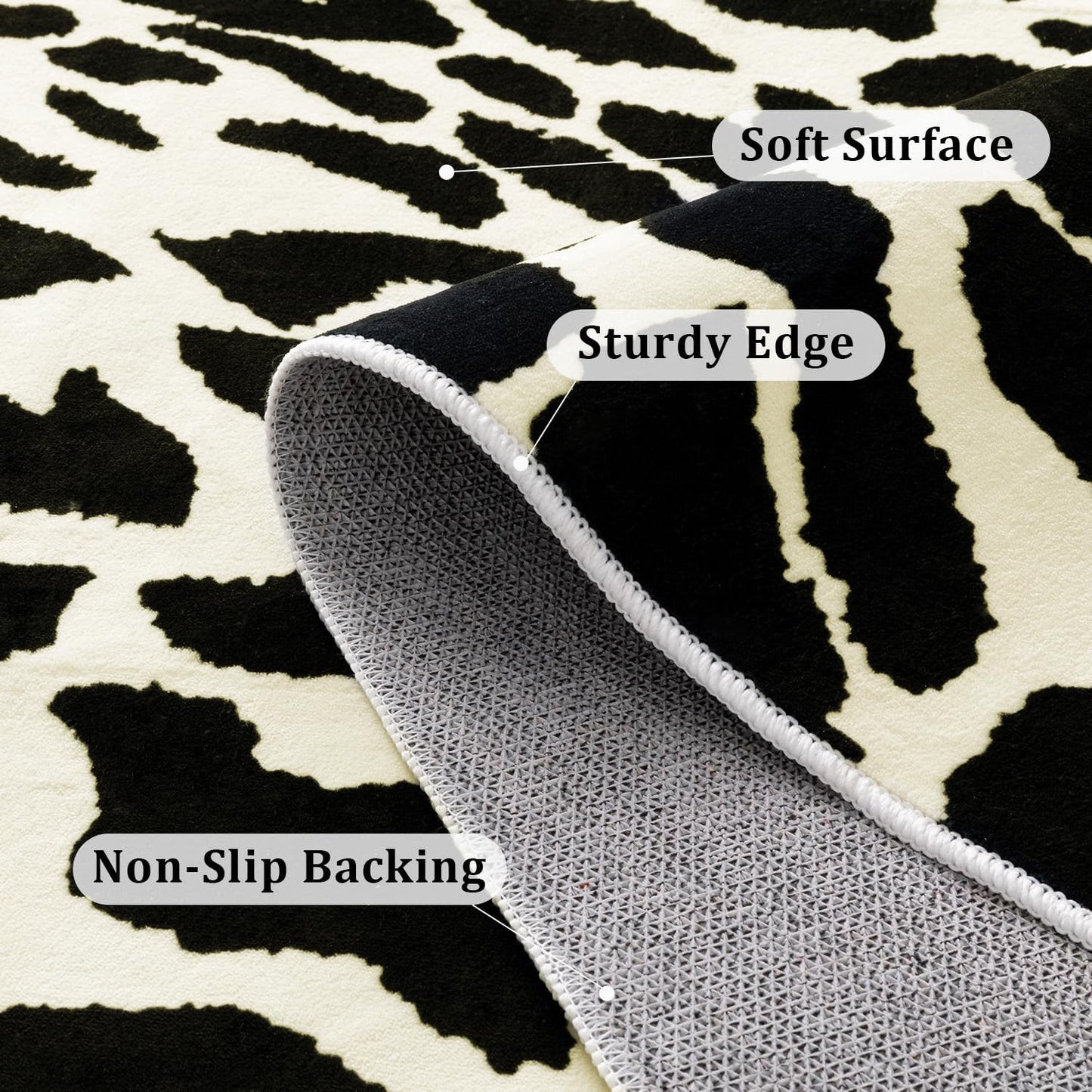YIHOUSE Leopard Rug for Living Room, 5x7 Black and White Cute Cheetah Print Rug Modern Washable Ultra-Thin Animal Printed Rugs for Bedroom, Girls Boys Dorm Room Nursery Room, Playroom