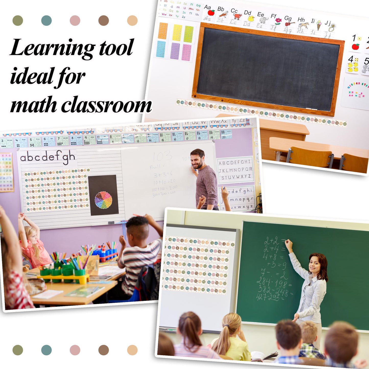 29 Pieces Number Line for Classroom Wall -20 to 120 Number Line Bulletin Board Border Boho Rainbow Classroom Decorations Math Posters for Teachers