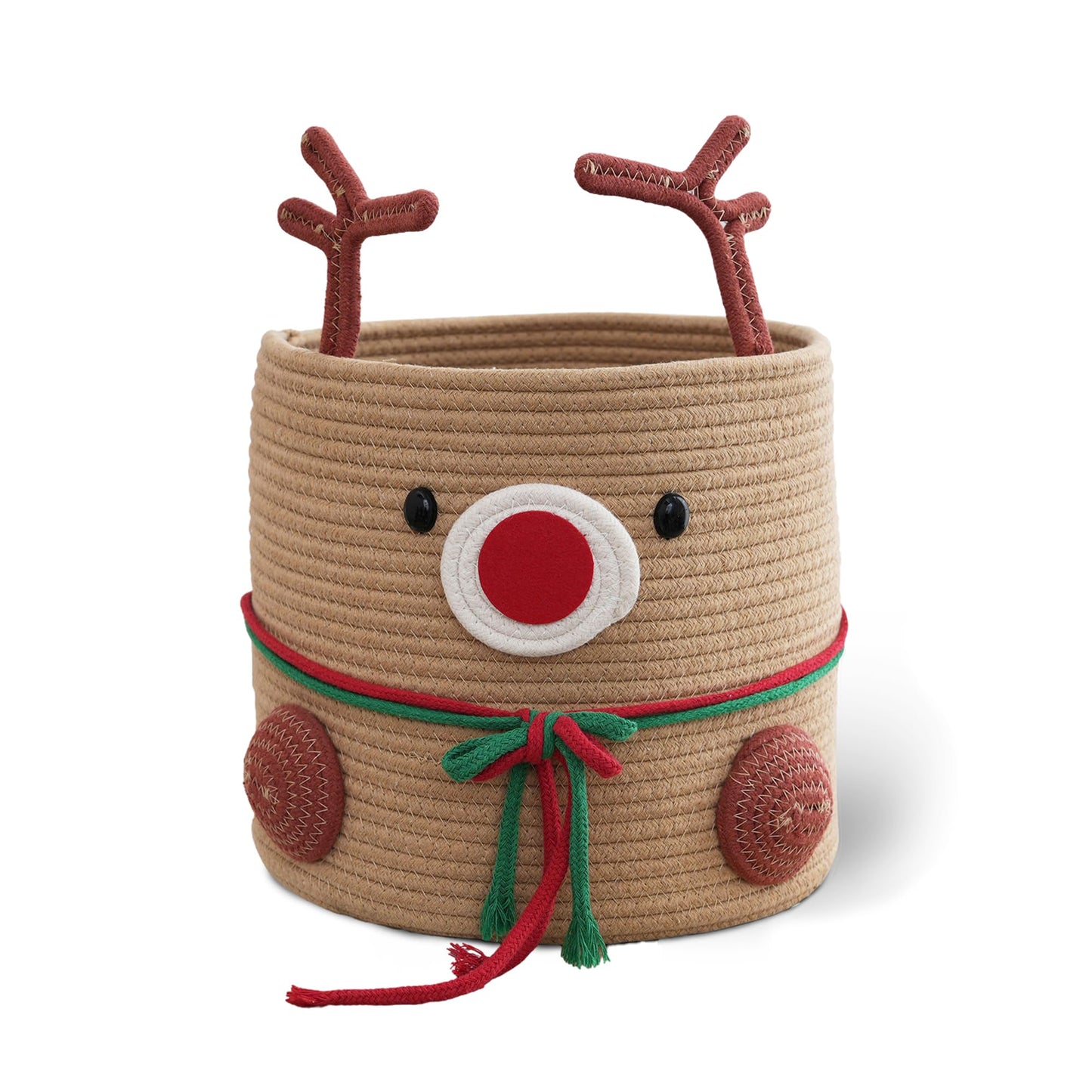 Hugabow Christmas Deer Basket, Reindeer/Elk, Christmas/Baby Gift Basket, Cute Toy Basket, for Nursery, Clothes, Towels