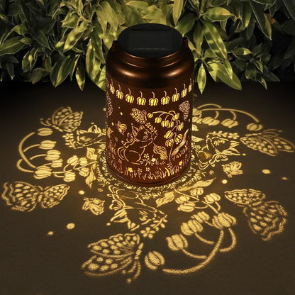 Solar Lanterns Outdoor Waterproof Hummingbird Garden Decor Gifts for Women Mom Grandma Hanging Lights Metal Decoration Outside for Yard, Patio,Backyard,Porch(Cat and Butterfly)