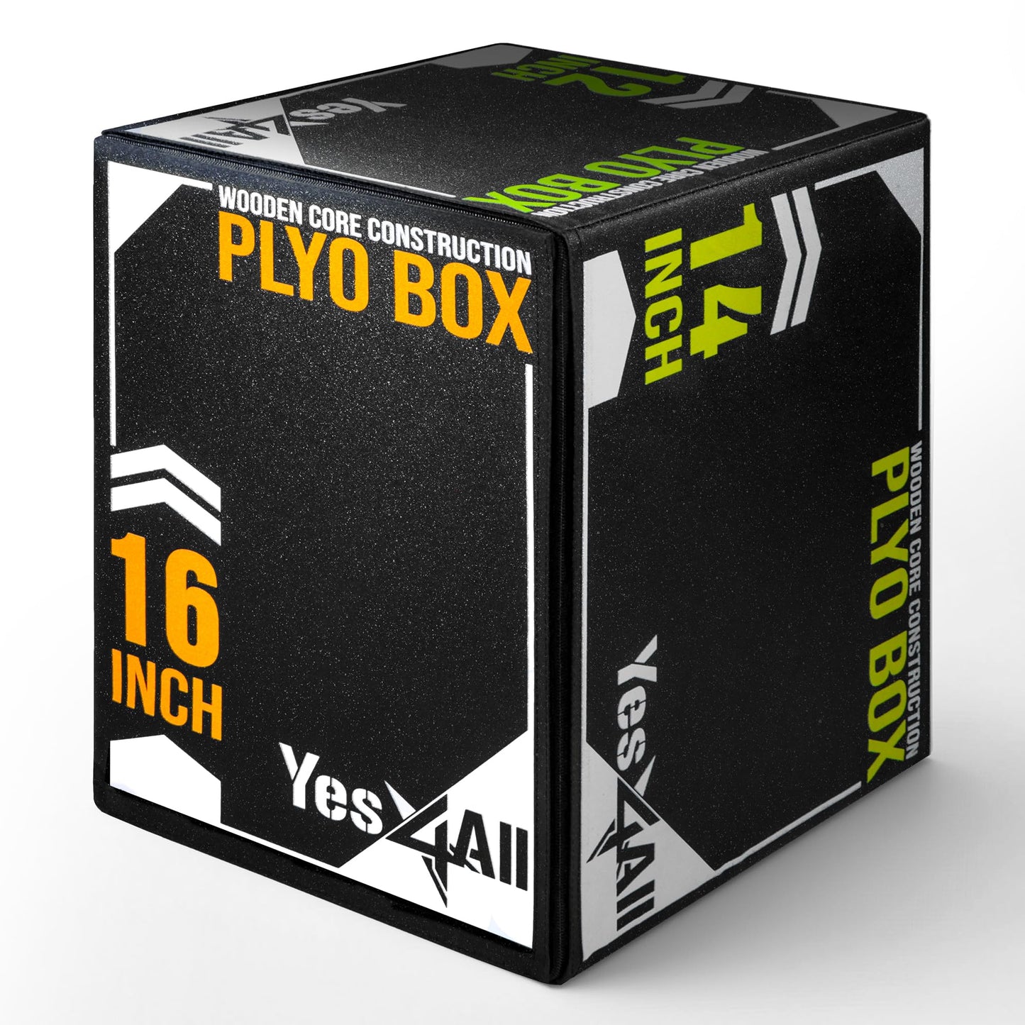 Yes4All 3-in-1 Soft-Padded Plyo Box With Wooden Core, Non-Slip Multi-Use Cushioned Plyometric Jump Box with Vinyl Cover for Jumping, Conditioning, Strength Training - 16x14x12 Inches
