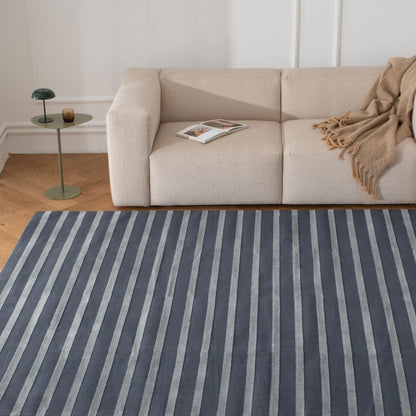 Revival Rugs Staves 8'x10' Area Rugs for Living Room Bedroom Dining Room - Washable, Oeko-TEX Certified, Modern, Blue