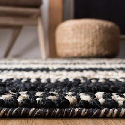 SAFAVIEH Natural Fiber Collection Runner Rug - 2'3" x 8', Black & Ivory, Handmade Boho Moroccan Tribal Jute, Ideal for High Traffic Areas in Living Room, Bedroom (NF568Z)